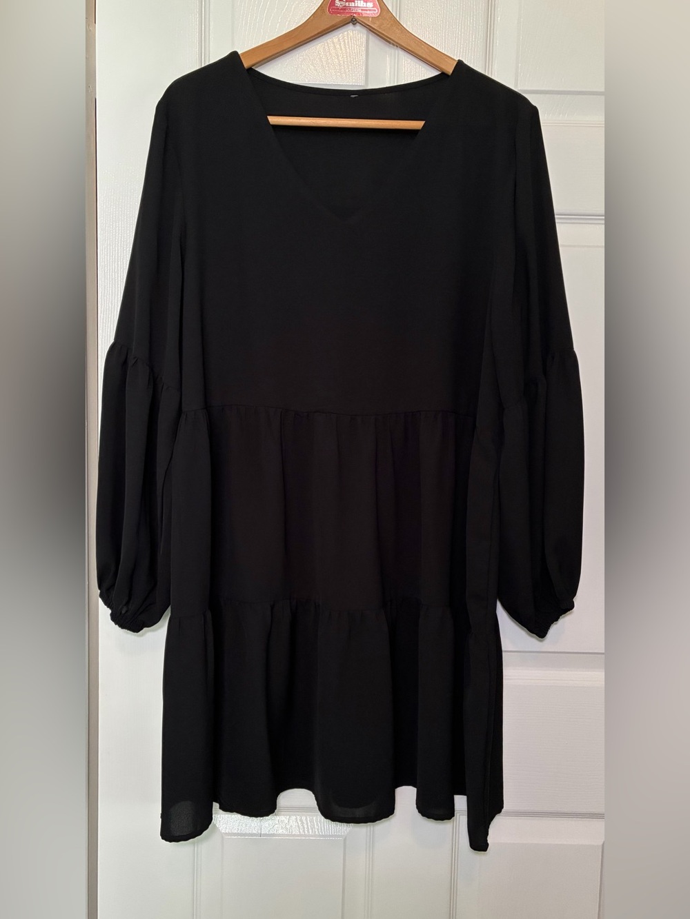 Amoretu 🟣 Size XL Long Sleeve V Neck Flowy Swing Dress in Black - Picture 3 of 9
